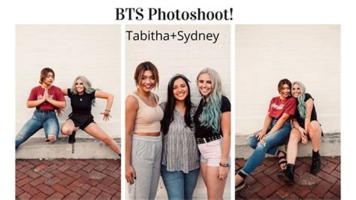 Tabitha Swatosh posing with the classic one leg stand with a smile and hand raised to her neck.